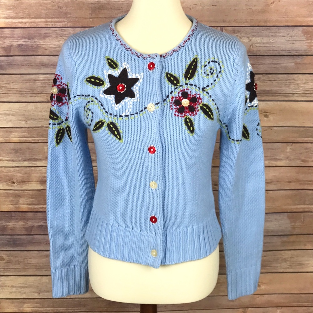 Relais Knitware Blue Cardigan Sweater Medium